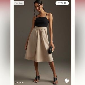 Maeve Sleeveless Rib Poplin Twofer Midi Dress